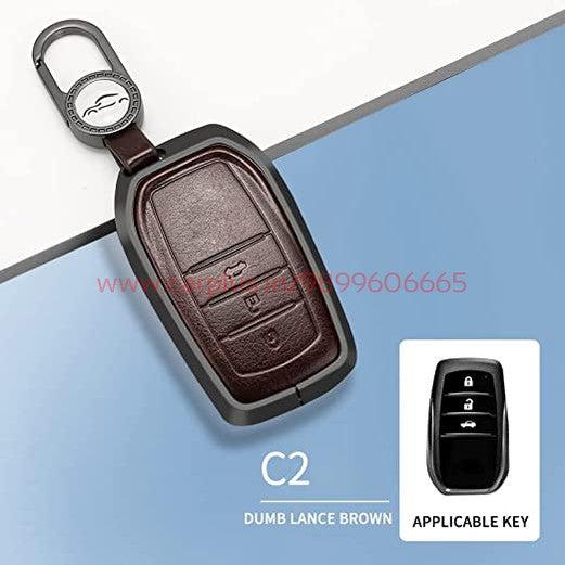 KMH Aluminium Alloy with Leather Car Key Cover Compatible for Toyota F –  CARPLUS