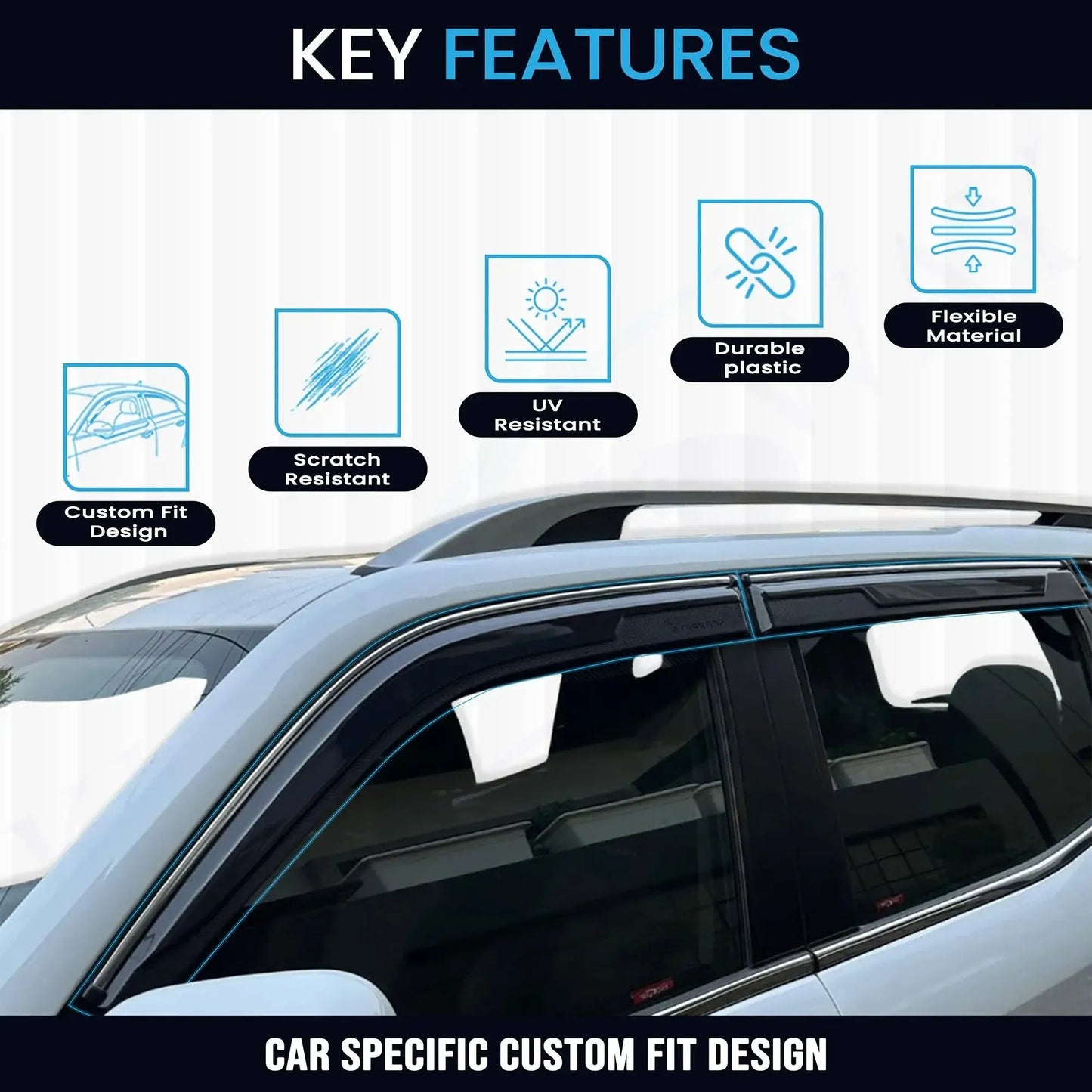 
                  
                    KMH Chrome Line Door Visor For MG Windsor (Set of 4Pcs)-DOOR VISOR-KMH-CARPLUS
                  
                