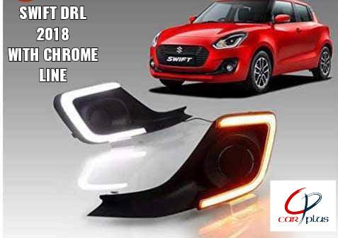 KMH DRL with Chrome Line for Maruti Suzuki Swift-2018-DRL LIGHT-KMH-CARPLUS