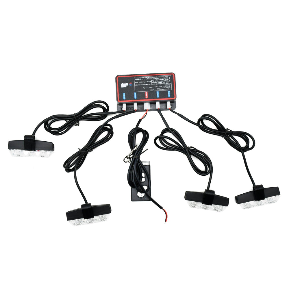 KMH Federal Signal Light High Quality Super Bright 4Pcs LED(2 Colors R/B)-CARPLUS-CARPLUS