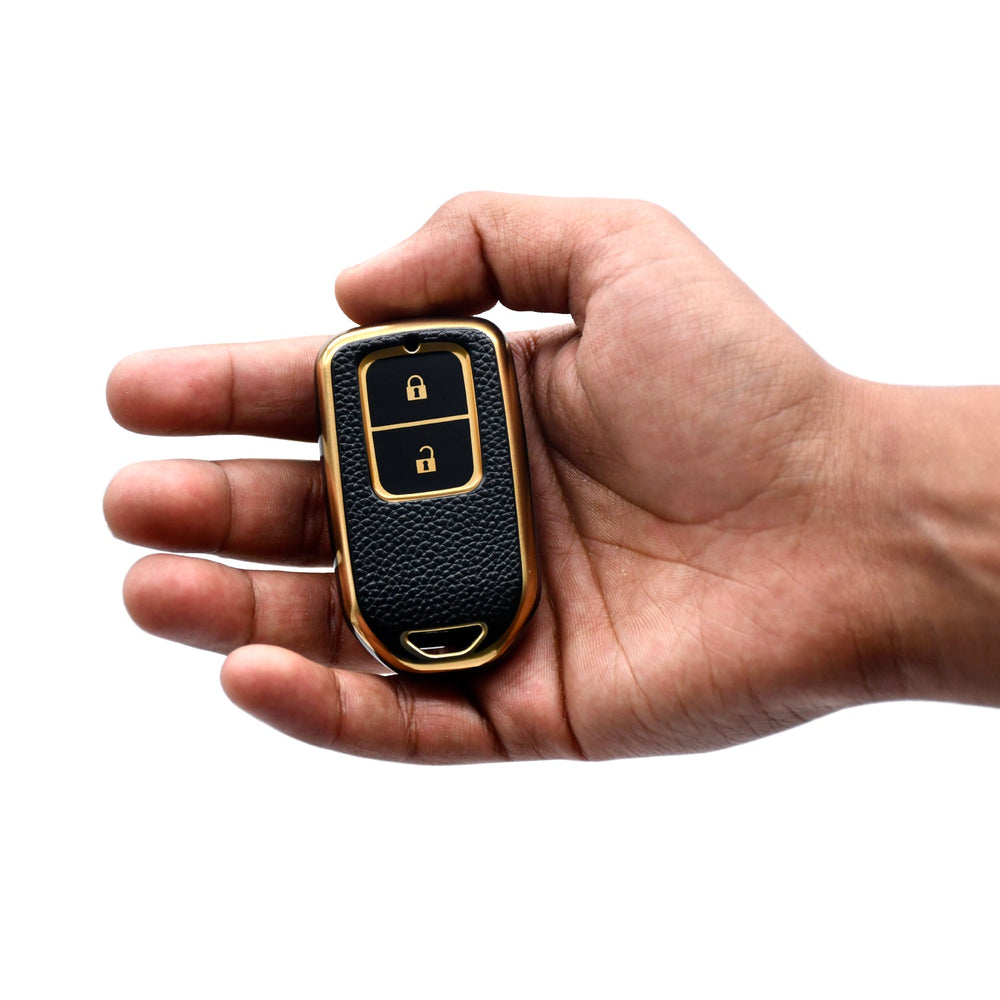 
                  
                    KMH Leather Key Cover for Honda with Keychain(D1)-Gold/Black-TPU GOLD KEY COVER-KMH-CARPLUS
                  
                