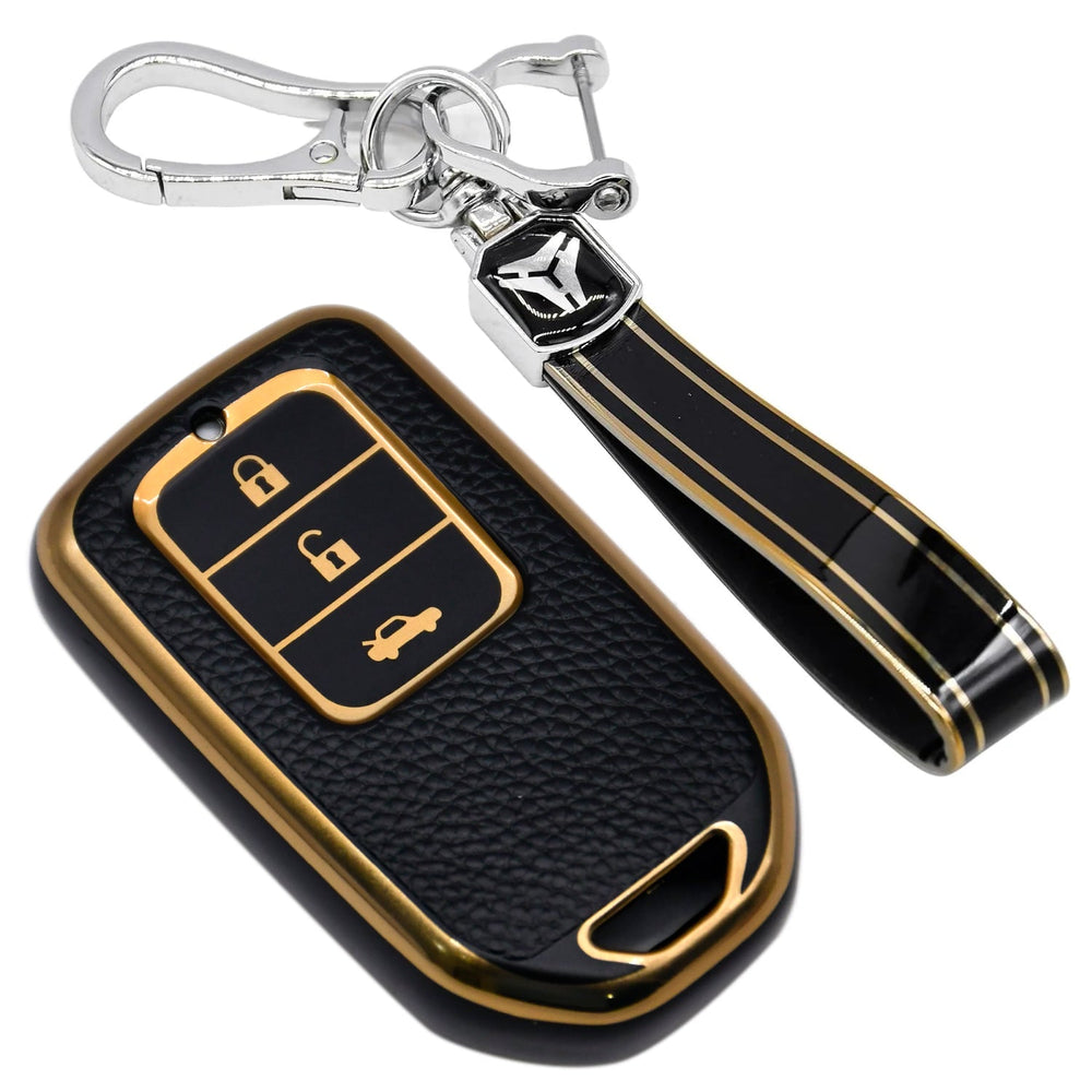
                  
                    KMH Leather Key Cover for Honda with Keychain(D2)-Gold/Black-TPU GOLD KEY COVER-KMH-CARPLUS
                  
                
