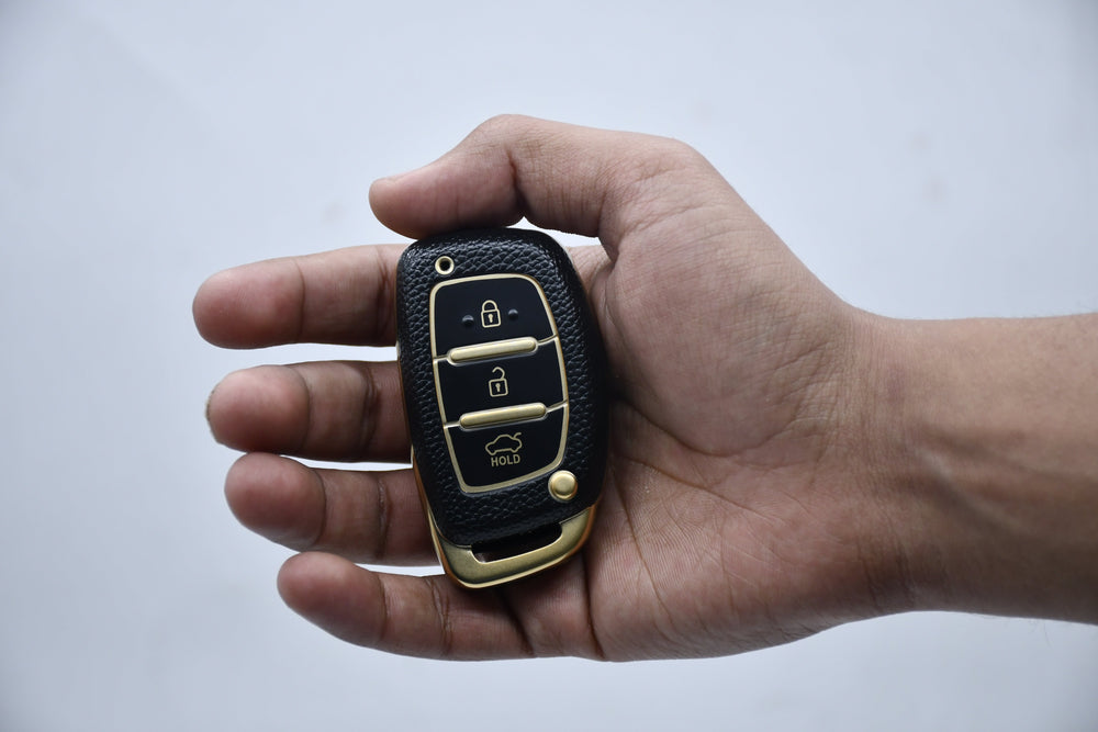 
                  
                    KMH Leather Key Cover for Hyundai with Keychain(D1)-Gold/Black-TPU GOLD KEY COVER-KMH-CARPLUS
                  
                