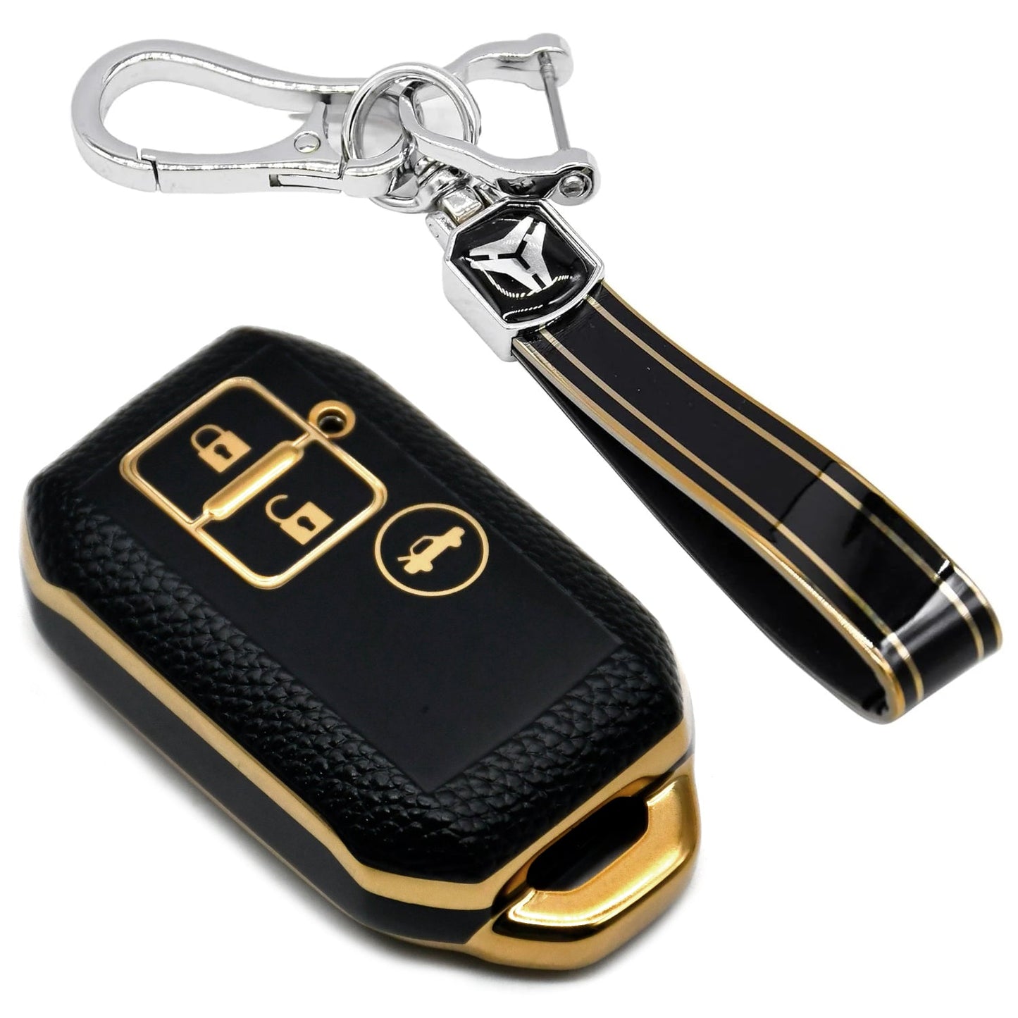 
                  
                    KMH Leather Key Cover for Suzuki with Keychain(D3)-Gold/Black-TPU GOLD KEY COVER-KMH-CARPLUS
                  
                