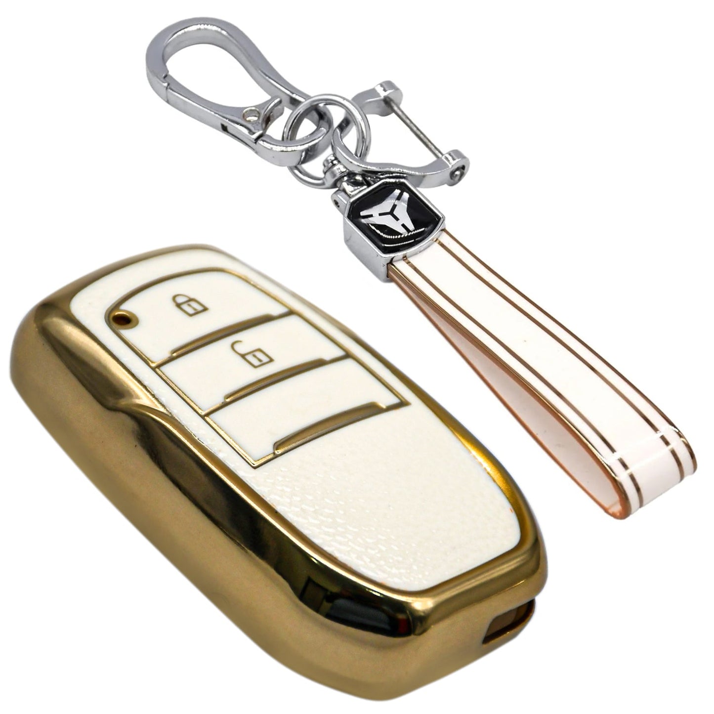 
                  
                    KMH Leather Key Cover for Toyota with Keychain (D3)-Gold/White-TPU GOLD KEY COVER-KMH-CARPLUS
                  
                