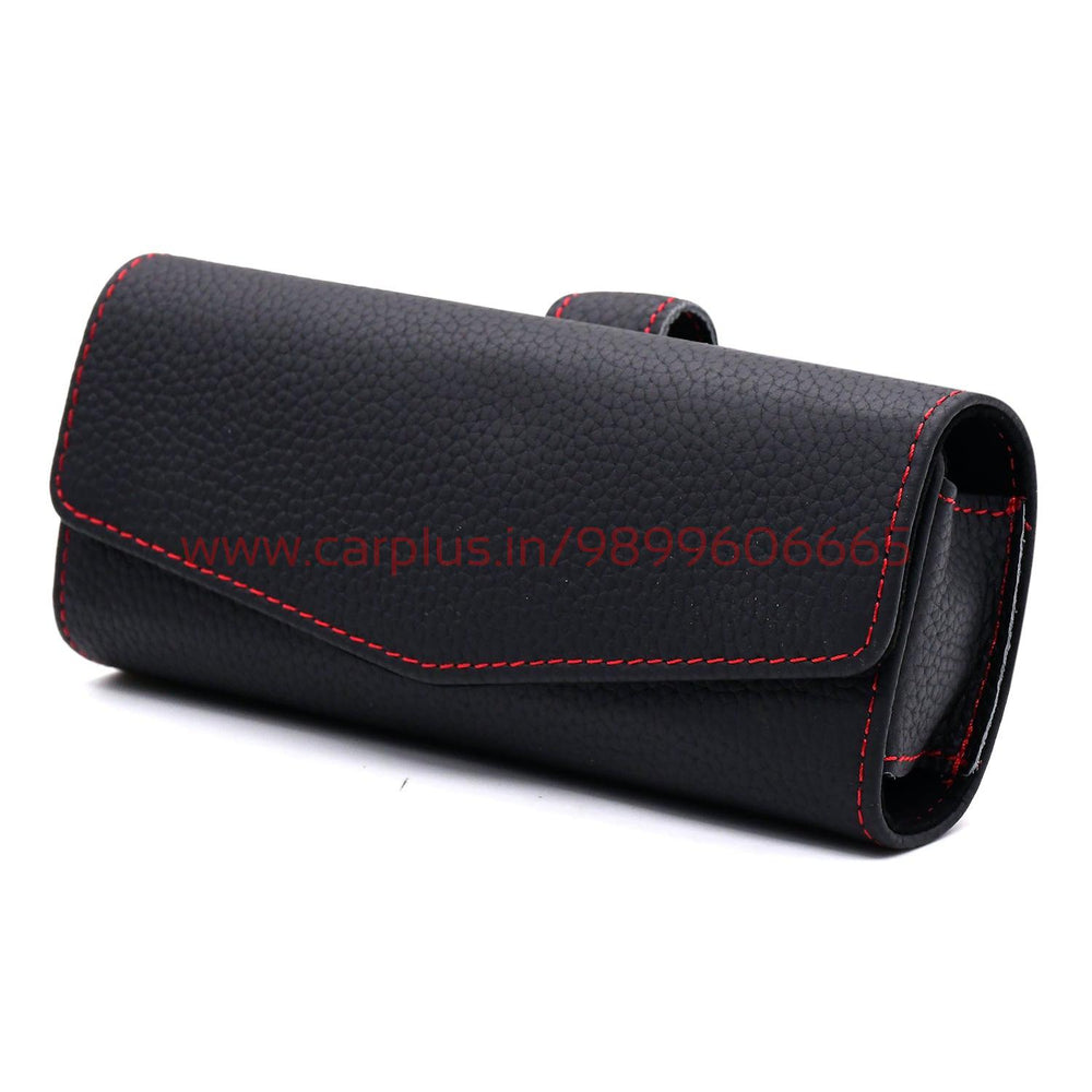 KMH Leather Sunglass Case With Sunshade Clip for Cars-Black-SUNGLASS CLIP-KMH-CARPLUS