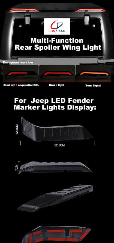 KMH Multi Function Rear Spoiler Wing Light for Jeep (LED Fender Marker Lights Display)-SPOILER-KMH-CARPLUS