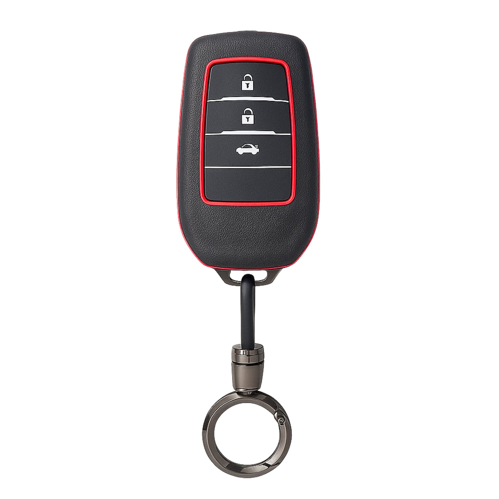 KMH Premium ABS Key Cover for Toyota (D3)-Black With Red(Border-Gun Brown)-KEY COVER-KMH-CARPLUS