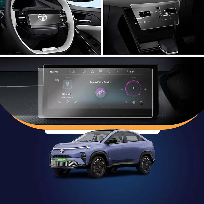 
                  
                    KMH Premium Screen Protector for Tata Curvv EV 10.24" Info (Round Edges)+ Cluster+Steering+AC Panel-SCREEEN PROTECTOR-KMH-SCREEN PROTECTOR-CARPLUS
                  
                
