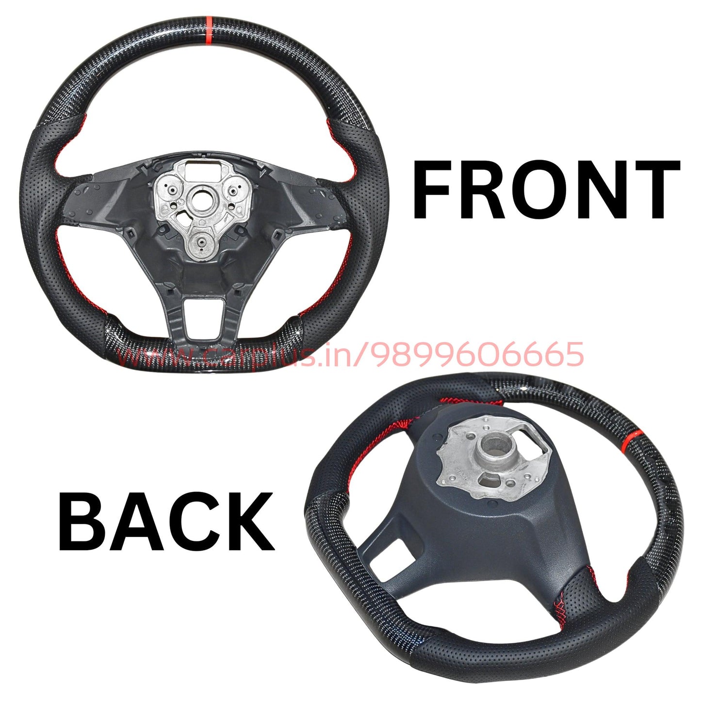 
                  
                    KMH Premium Black Steering Wheel Compatible with Volkswagen Polo, Vento, Ameo & Jetta, 2014+ Models - Sporty Look, Enhanced Grip & Fit Plug and Play Car Interior Accessories (Real Carbon)-STEERING WHEEL-RETRO-CARPLUS
                  
                