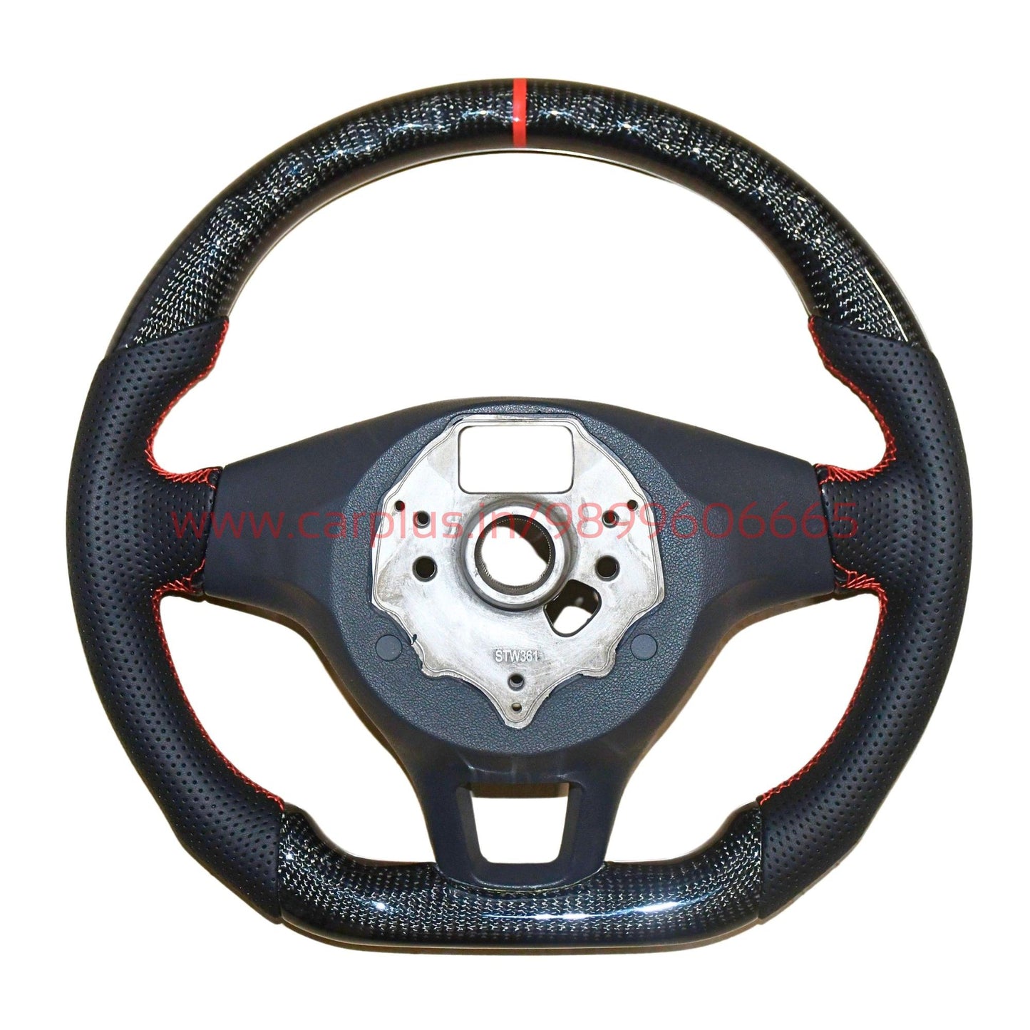 
                  
                    KMH Premium Black Steering Wheel Compatible with Volkswagen Polo, Vento, Ameo & Jetta, 2014+ Models - Sporty Look, Enhanced Grip & Fit Plug and Play Car Interior Accessories (Real Carbon)-STEERING WHEEL-RETRO-CARPLUS
                  
                
