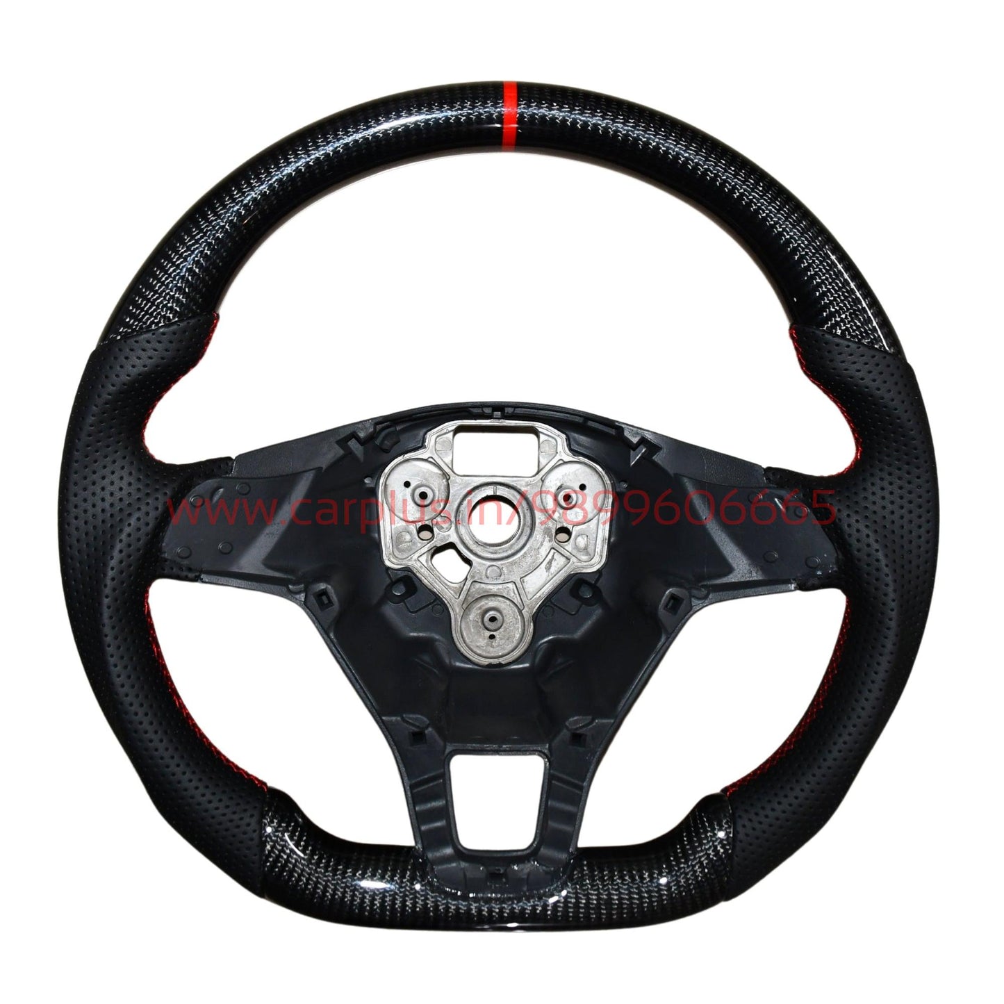 
                  
                    KMH Premium Black Steering Wheel Compatible with Volkswagen Polo, Vento, Ameo & Jetta, 2014+ Models - Sporty Look, Enhanced Grip & Fit Plug and Play Car Interior Accessories (Real Carbon)-STEERING WHEEL-RETRO-CARPLUS
                  
                