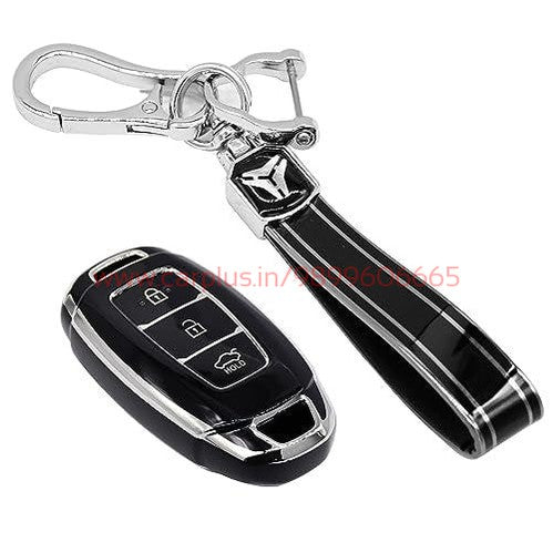 
                  
                    KMH Silver Border TPU Key Cover Compatible for Hyundai Verna 3 Button Smart Key Cover(Black)-TPU SILVER KEY COVER-KMH-KEY COVER-Black with Keychain-CARPLUS
                  
                