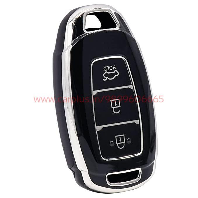 
                  
                    KMH Silver Border TPU Key Cover Compatible for Hyundai Verna 3 Button Smart Key Cover(Black)-TPU SILVER KEY COVER-KMH-KEY COVER-CARPLUS
                  
                