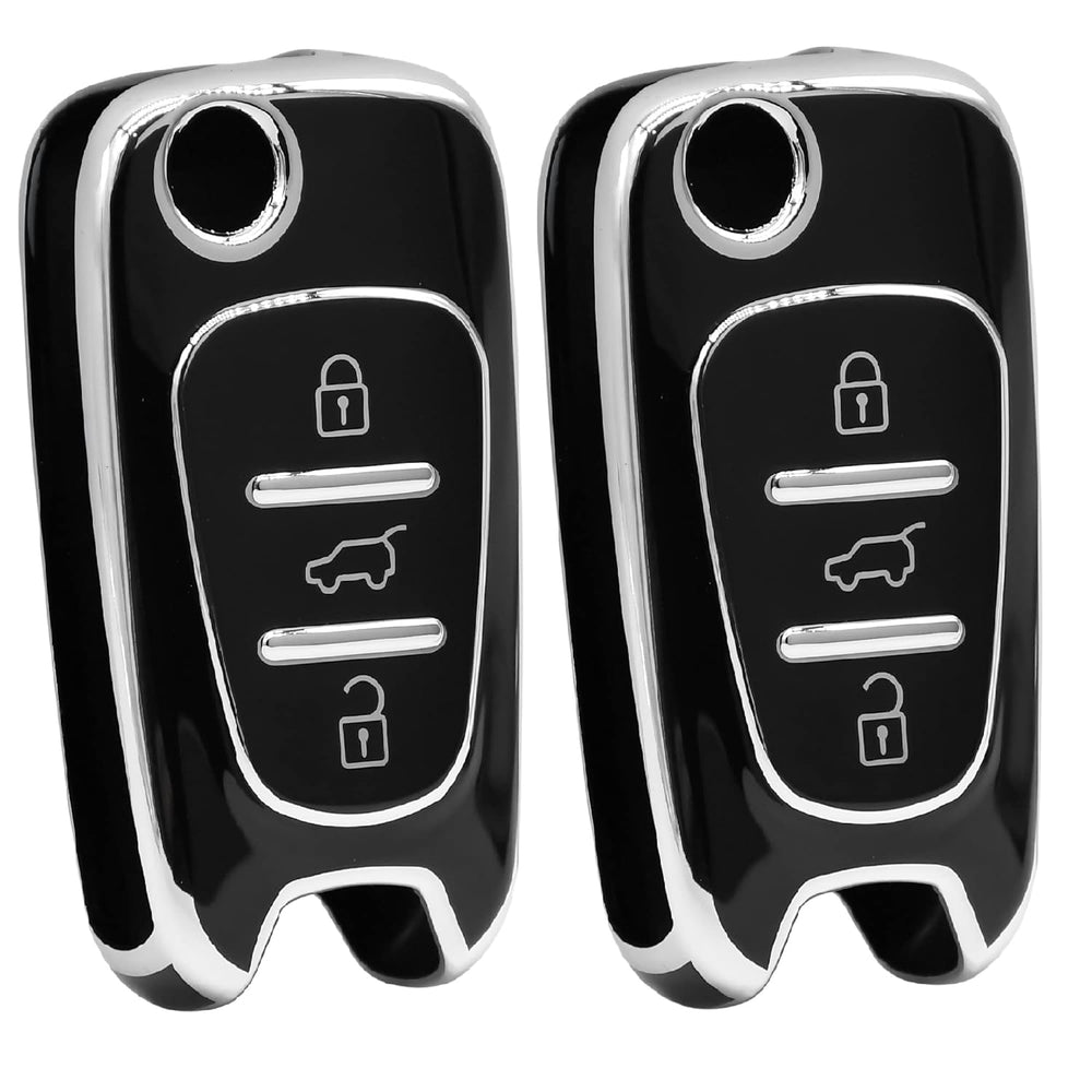 
                  
                    KMH Silver Border TPU Key Cover Compatible for Hyundai i10, i20 (Old) 3 Push Button Smart Key(Pack Of 2 Black)-TPU SILVER KEY COVER-KMH-CARPLUS
                  
                
