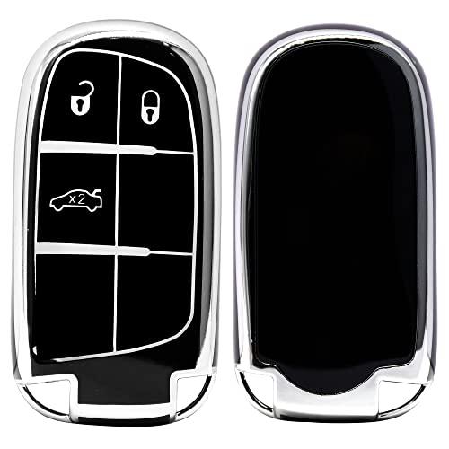 
                  
                    KMH Silver Border TPU Key Cover Compatible for Jeep Compass Trailhawk 3 Push Button Smart Key Case(Pack Of 2 Silver Black)-TPU SILVER KEY COVER-KMH-CARPLUS
                  
                