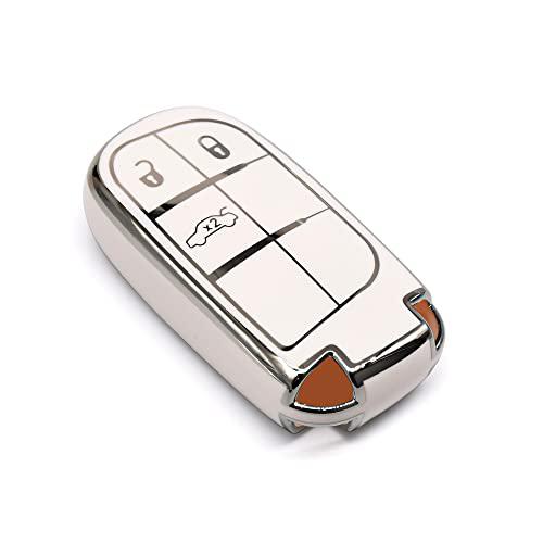
                  
                    KMH Silver Border TPU Key Cover Compatible for Jeep Compass Trailhawk 3 Push Button Smart Key Case(Pack Of White 2)-TPU SILVER KEY COVER-KMH-CARPLUS
                  
                