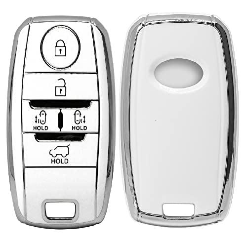 
                  
                    KMH Silver Border TPU Key Cover Compatible for KIA Carnival 5 Button Push Smart Key Cover (Pack of 2,White)-TPU SILVER KEY COVER-KMH-CARPLUS
                  
                