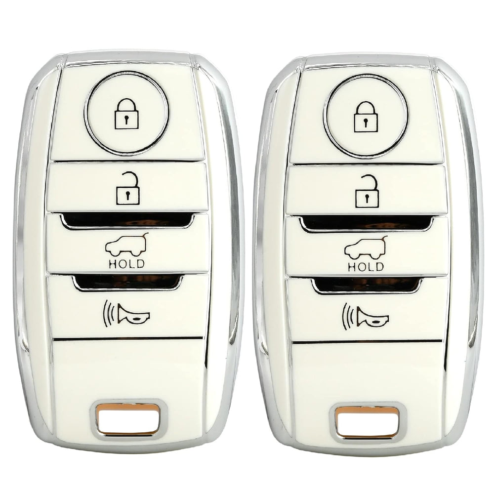 
                  
                    KMH Silver Border TPU Key Cover Compatible for KIA Seltos 4 Button Push Smart Key Cover(Pack Of 2 White)-TPU SILVER KEY COVER-KMH-CARPLUS
                  
                
