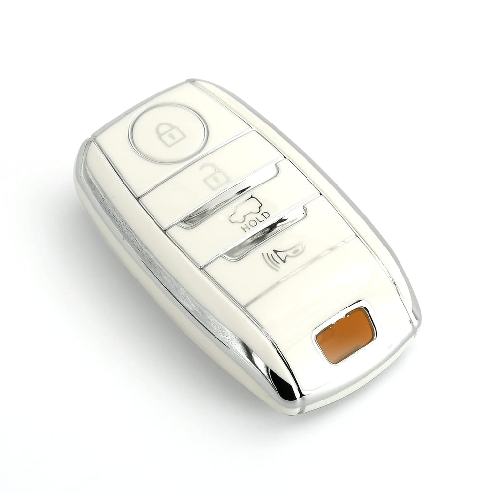 
                  
                    KMH Silver Border TPU Key Cover Compatible for KIA Seltos 4 Button Push Smart Key Cover(Black And White)-TPU SILVER KEY COVER-KMH-CARPLUS
                  
                