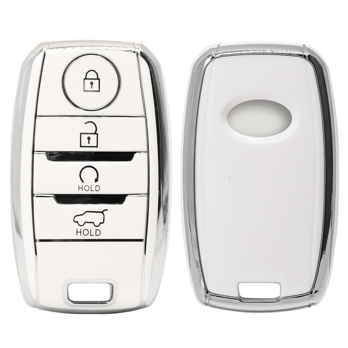 
                  
                    KMH Silver Border TPU Key Cover Compatible for Kia Sonet, Seltos 2020 4 Button Push Smart Key Cover-TPU SILVER KEY COVER-KMH-CARPLUS
                  
                