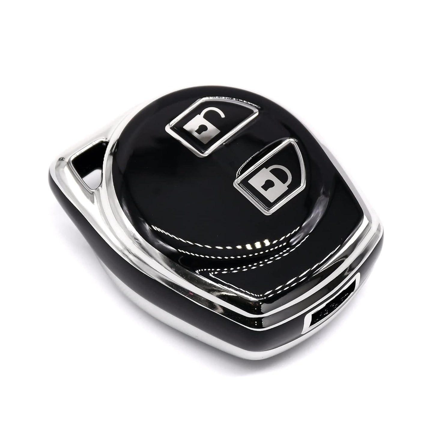 
                  
                    KMH Silver Border TPU Key Cover Compatible for Maruti Suzuki S-Presso, Dzire, Ignis, Alto, Vitara, Brezza, Celerio, Ertiga, Ciaz, S-Cross, Baleno 2 Button Smart Key Cover (Black-2)-TPU SILVER KEY COVER-KMH-CARPLUS
                  
                