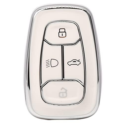 
                  
                    KMH Silver Border TPU Key Cover Compatible for Tata Nexon, Harrier, Safari, Altroz, Tigor EV, Punch, Tiago EV Electric 4 Button Smart Key(Pack Of White 2)-TPU SILVER KEY COVER-KMH-CARPLUS
                  
                