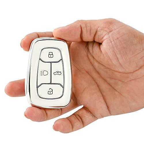 
                  
                    KMH Silver Border TPU Key Cover Compatible for Tata Nexon, Harrier, Safari, Altroz, Tigor EV, Punch, Tiago EV Electric 4 Button Smart Key(Pack Of White 2)-TPU SILVER KEY COVER-KMH-CARPLUS
                  
                