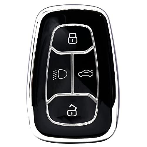 
                  
                    KMH Silver Border TPU Key Cover Compatible for Tata Nexon, Harrier, Safari, Altroz, Tigor EV, Punch, Tiago EV Electric 4 Button Smart Key(Pack Of 2 Silver Black)-TPU SILVER KEY COVER-KMH-CARPLUS
                  
                