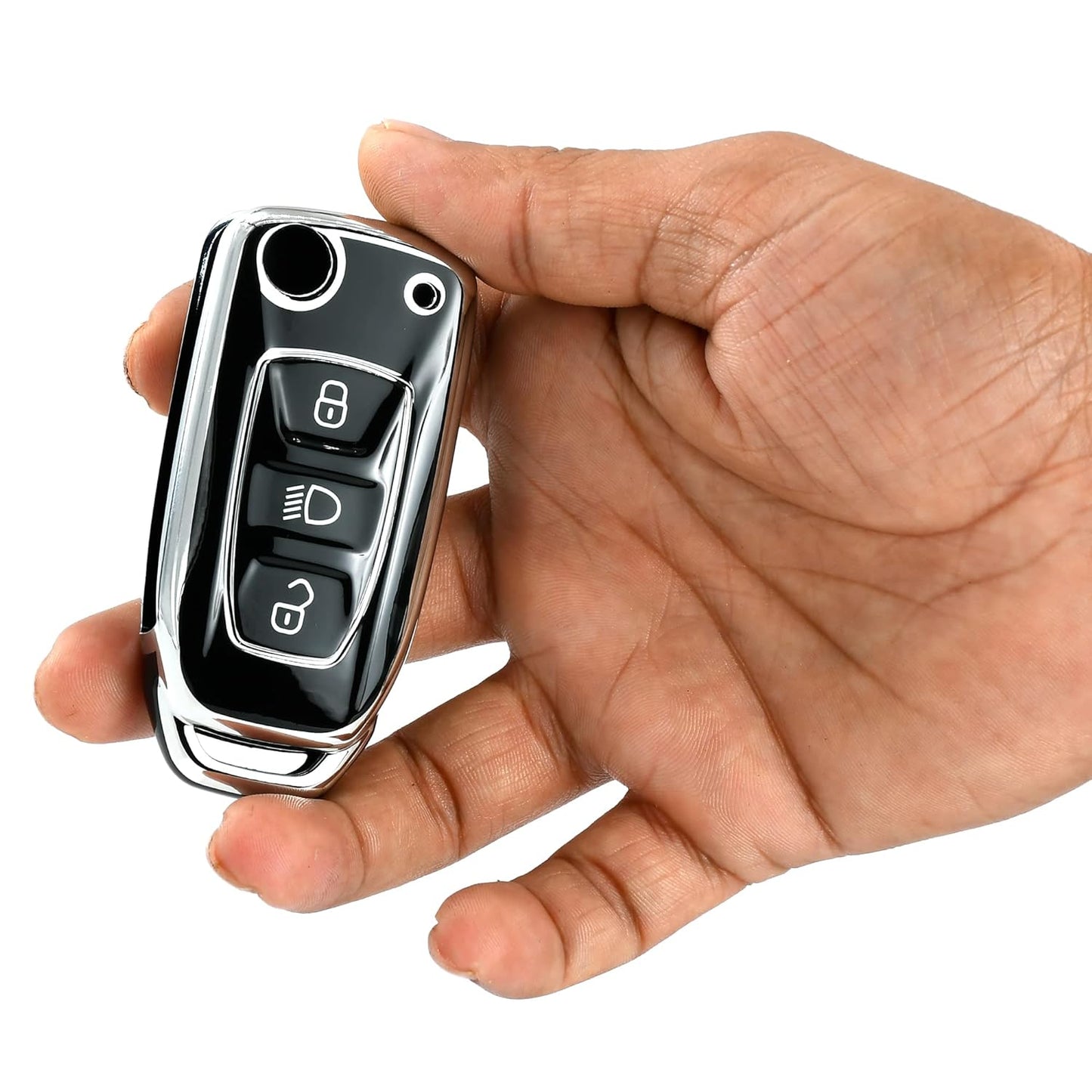 
                  
                    KMH Silver Border TPU Key Cover Compatible for Tata Tiago| Nexon| Altroz| Safari| Zest | Bolt | Tigor | Punch | Hexa 3 Button Smart Key case (Pack Of 2)-TPU SILVER KEY COVER-KMH-CARPLUS
                  
                