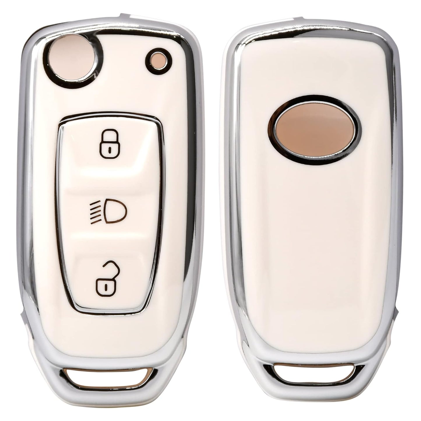 
                  
                    KMH Silver Border TPU Key Cover Compatible for Tata Tiago| Nexon| Altroz| Safari| Zest | Bolt | Tigor | Punch | Hexa 3 Button Smart Key case(Pack Of White 2)-TPU SILVER KEY COVER-KMH-CARPLUS
                  
                