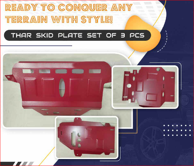 KMH Skid Plate for Mahindra Thar (Set of 3Pcs)-SKID PLATE-KMH-CARPLUS
