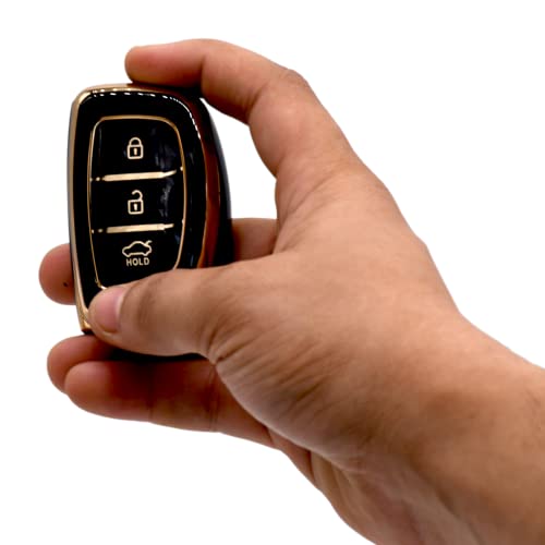 
                  
                    KMH - TPU Gold Car Key Cover Compatible Hyundai Grand i10 NIOS Asta | Venue | i20 | Aura | Creta | Elantra 3 Button Smart Key Cover (Pack of 2, Black-Red)-TPU GOLD KEY COVER-kmh-CARPLUS
                  
                