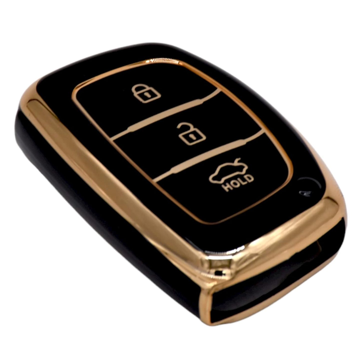 
                  
                    KMH - TPU Gold Car Key Cover Compatible Hyundai Grand i10 NIOS Asta | Venue | i20 | Aura | Creta | Elantra 3 Button Smart Key Cover (Pack of 2, Black)-TPU GOLD KEY COVER-KMH-CARPLUS
                  
                