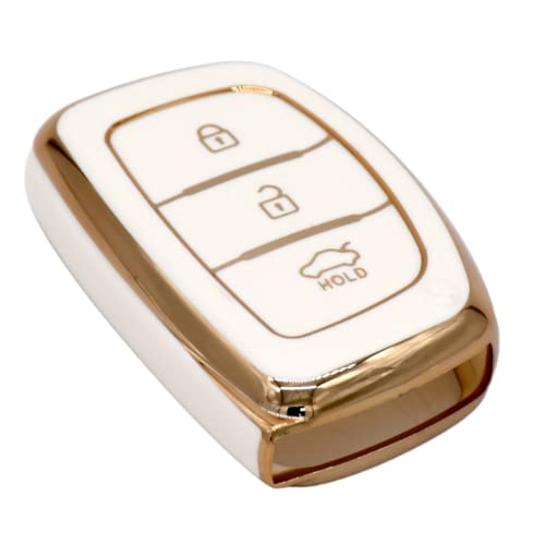 
                  
                    KMH - TPU Gold Car Key Cover Compatible Hyundai Grand i10 NIOS Asta | Venue | i20 | Aura | Creta | Elantra 3 Button Smart Key Cover (Pack of 2, White)-TPU GOLD KEY COVER-KMH-CARPLUS
                  
                