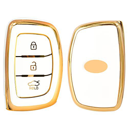 
                  
                    KMH - TPU Gold Car Key Cover Compatible Hyundai Grand i10 NIOS Asta | Venue | i20 | Aura | Creta | Elantra 3 Button Smart Key Cover (Pack of 2, White)-TPU GOLD KEY COVER-KMH-CARPLUS
                  
                
