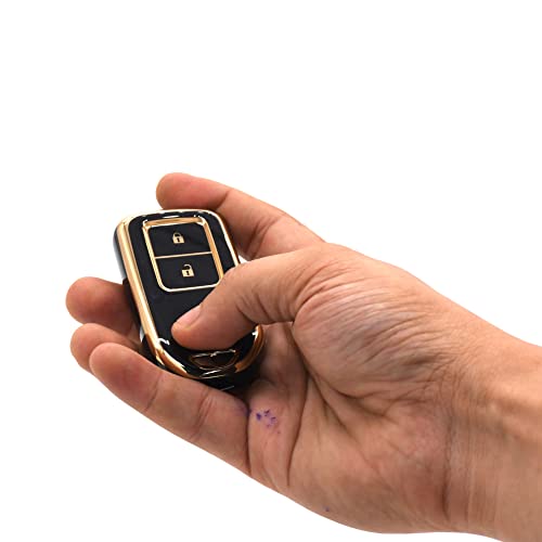 
                  
                    KMH TPU Gold Car Key Cover Compatible for Honda BRV , WRV , CRV , Jazz , City 2 Button Smart Key (Pack of 2, Black-Red)-TPU GOLD KEY COVER-KMH-CARPLUS
                  
                