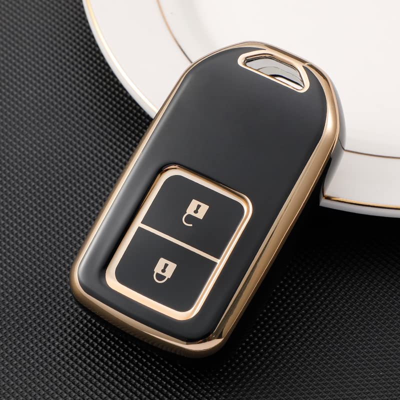 
                  
                    KMH TPU Gold Car Key Cover Compatible for Honda BRV , WRV , CRV , Jazz , City 2 Button Smart Key (Pack of 2, Black)-TPU GOLD KEY COVER-KMH-CARPLUS
                  
                