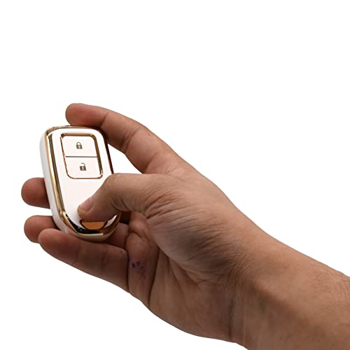 
                  
                    KMH TPU Gold Car Key Cover Compatible for Honda BRV , WRV , CRV , Jazz , City 2 Button Smart Key (Pack of 2, Black-White)-TPU GOLD KEY COVER-KMH-CARPLUS
                  
                