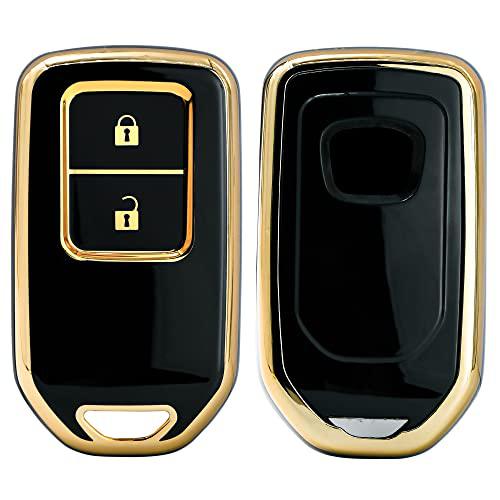
                  
                    KMH TPU Gold Car Key Cover Compatible for Honda BRV , WRV , CRV , Jazz , City 2 Button Smart Key (Pack of 2, Black-White)-TPU GOLD KEY COVER-KMH-CARPLUS
                  
                