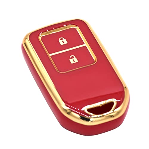
                  
                    KMH TPU Gold Car Key Cover Compatible for Honda BRV , WRV , CRV , Jazz , City 2 Button Smart Key (Pack of 2, Red-White)-TPU GOLD KEY COVER-KMH-CARPLUS
                  
                