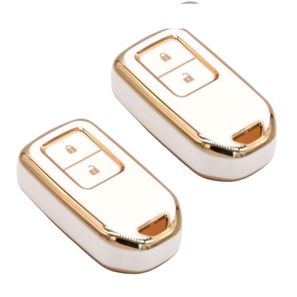 
                  
                    KMH TPU Gold Car Key Cover Compatible for Honda BRV , WRV , CRV , Jazz , City 2 Button Smart Key (Pack of 2, White)-TPU GOLD KEY COVER-KMH-CARPLUS
                  
                