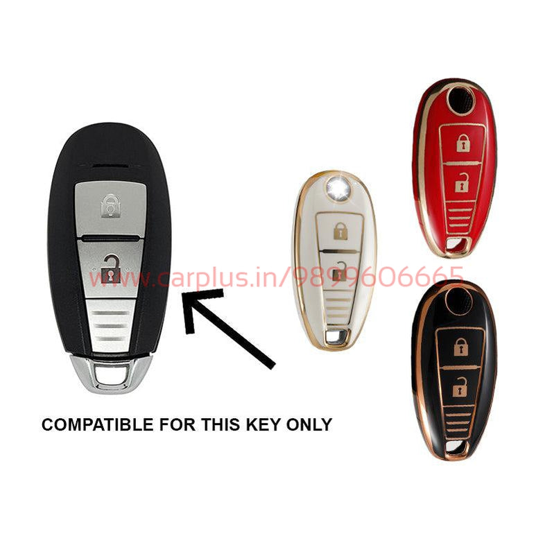 
                  
                    KMH - TPU Gold Car Key Cover Compatible for Maruti Suzuki Baleno | Brezza | Swift| Ignis Compatible with 2 Button Smart Key Cover-TPU GOLD KEY COVER-KMH-KEY COVER-Black-CARPLUS
                  
                
