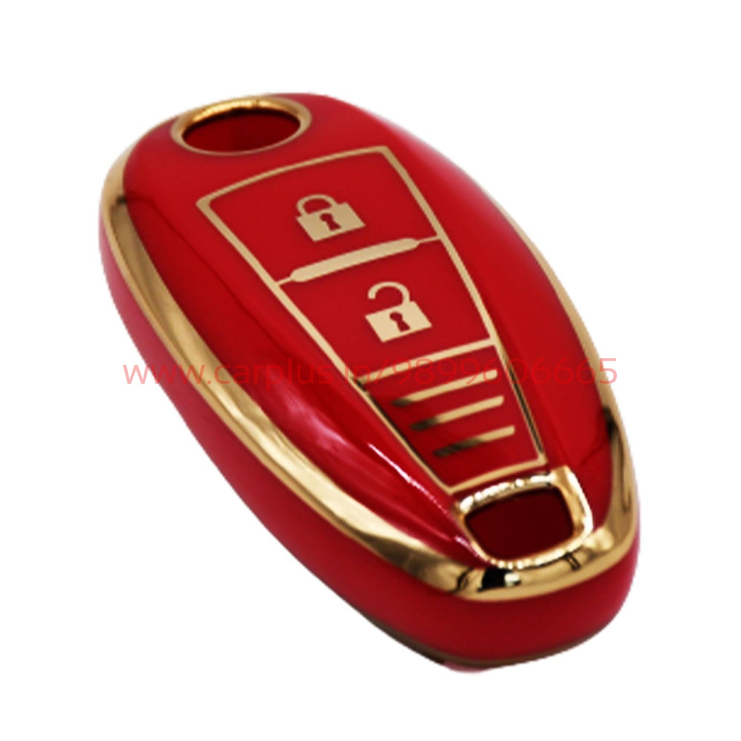 
                  
                    KMH - TPU Gold Car Key Cover Compatible for Maruti Suzuki Baleno | Brezza | Swift| Ignis Compatible with 2 Button Smart Key Cover-TPU GOLD KEY COVER-KMH-KEY COVER-Red-CARPLUS
                  
                