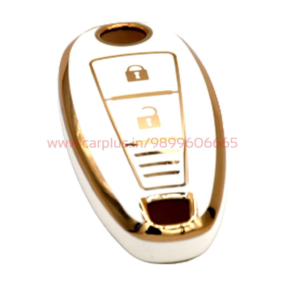 
                  
                    KMH - TPU Gold Car Key Cover Compatible for Maruti Suzuki Baleno | Brezza | Swift| Ignis Compatible with 2 Button Smart Key Cover-TPU GOLD KEY COVER-KMH-KEY COVER-White-CARPLUS
                  
                