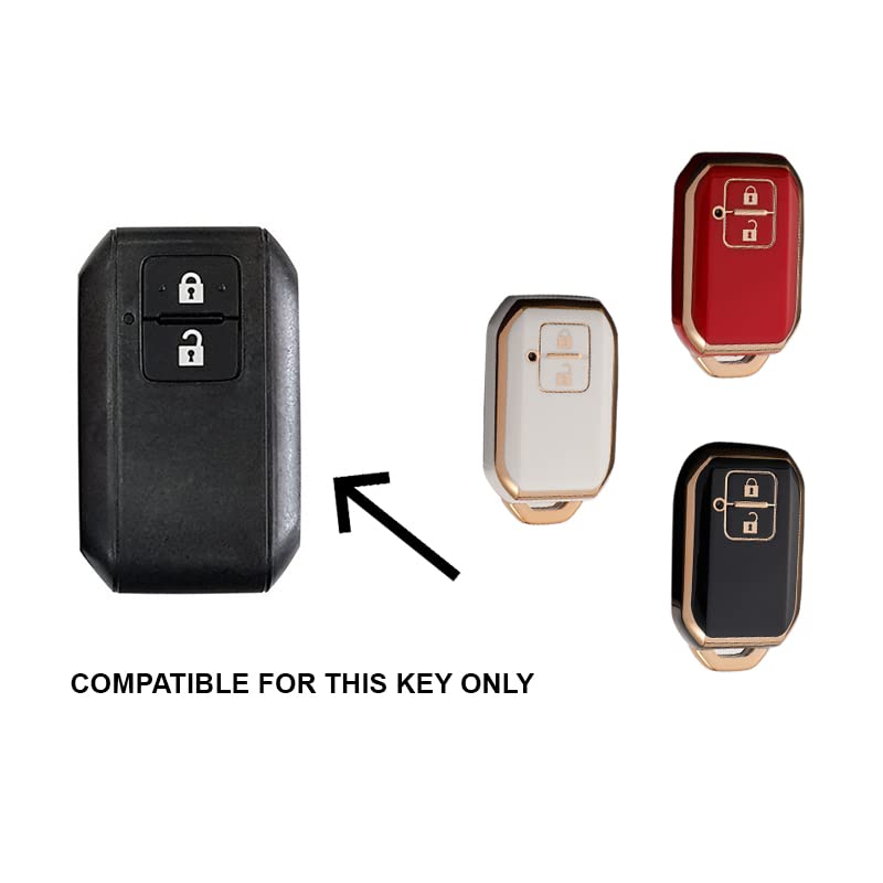 
                  
                    KMH TPU Gold Car Key Cover Compatible for Maruti Suzuki Grand Vitara, XL6, Swift, Brezza, Celerio, Ignis, Ertiga, Dzire Smart Key (Pack of 2, Black-White)-TPU GOLD KEY COVER-KMH-CARPLUS
                  
                