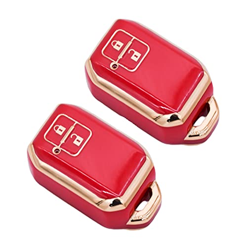 
                  
                    KMH TPU Gold Car Key Cover Compatible for Maruti Suzuki Grand Vitara, XL6, Swift, Brezza, Celerio, Ignis, Ertiga, Dzire Smart Key (Pack of 2, Red)-TPU GOLD KEY COVER-KMH-CARPLUS
                  
                
