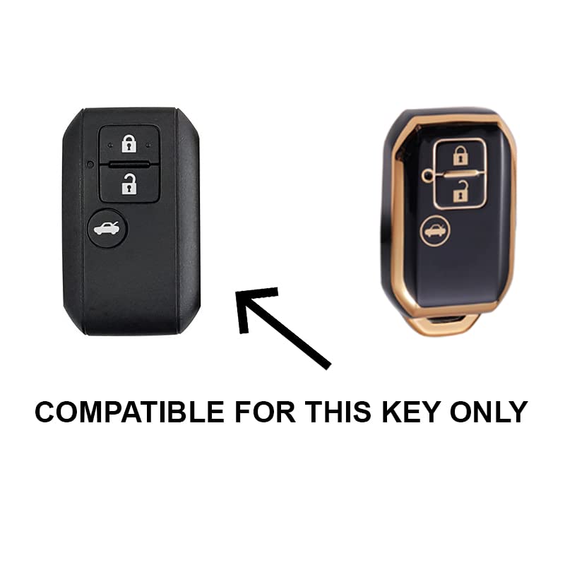 
                  
                    KMH TPU Gold Car Key Cover Compatible for Maruti Suzuki Swift, Dzire, Baleno, Ertiga 3 Button Smart Key Cover (Pack of 2, Black)-TPU GOLD KEY COVER-KMH-CARPLUS
                  
                