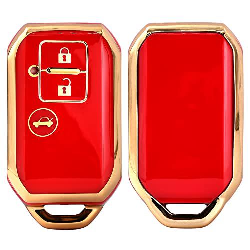
                  
                    KMH TPU Gold Car Key Cover Compatible for Maruti Suzuki Swift, Dzire, Baleno, Ertiga 3 Button Smart Key Cover (Pack of 2, Red)-TPU GOLD KEY COVER-KMH-CARPLUS
                  
                