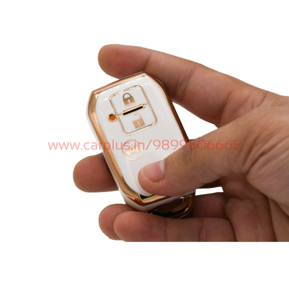 
                  
                    KMH TPU Gold Car Key Cover Compatible for Maruti Suzuki Swift, Dzire, Baleno, Ertiga 3 Button Smart Key Cover-TPU GOLD KEY COVER-KMH-TPU KEY COVER-Black-CARPLUS
                  
                
